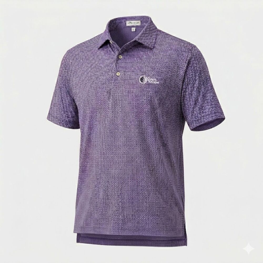 Peter Millar Purple Geometric Pattern Summer Comfort Golf Polo Large Pre-owned